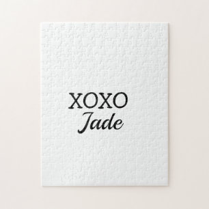 Simple minimal xoxo love add your text name throw jigsaw puzzle