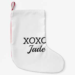 Simple minimal xoxo love add your text name throw small christmas stocking