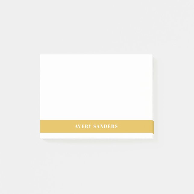 Simple Minimal Yellow Modern Colour Block  Post-it Notes (Front)