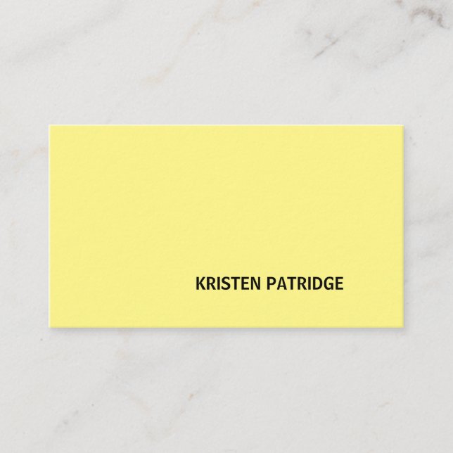 SIMPLE MINIMAL YELLOW MODERN TRENDY SINGER BUSINESS CARD (Front)