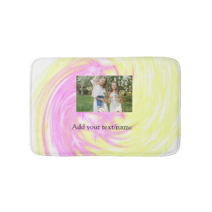 Simple minimal yellow pink sparkle add photo glitt bath mat