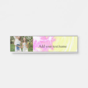 Simple minimal yellow pink sparkle add photo glitt door sign