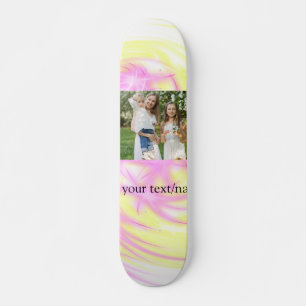 Simple minimal yellow pink sparkle add photo glitt skateboard