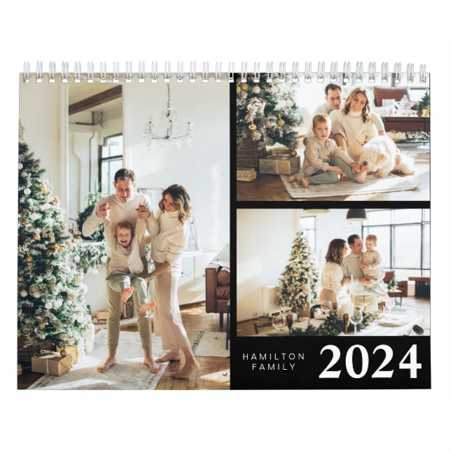 Simple Minimalist 2024 Family Photo Personalised Calendar (Cover)