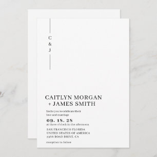 Simple Minimalist 3 Photo Monogram Wedding Invitation