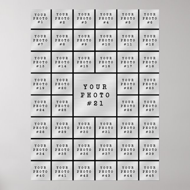 Simple Minimalist 45 Photo Collage Black Poster (Front)