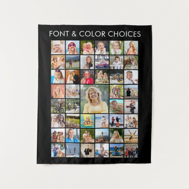 Simple Minimalist 45 Photo Collage Personalised Tapestry (Front)