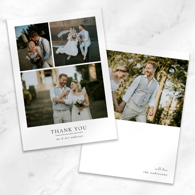 Simple Minimalist 4 Photo Wedding Thank You Card (Creator Uploaded)