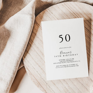 Simple Minimalist 50th Birthday Party Invitation