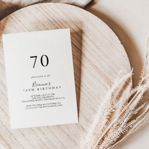 Simple Minimalist 70th Birthday Party Invitation