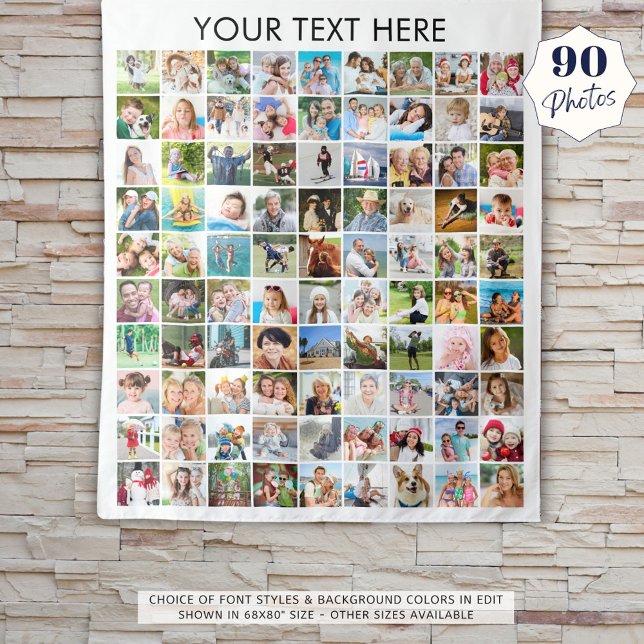 Simple Minimalist 90 Photo Collage Personalised Tapestry (Creator Uploaded)