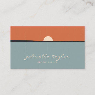 Simple Minimalist Abstract Sunset Photographer Business Card