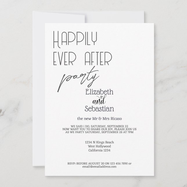 Simple minimalist after wedding party invitation (Front)