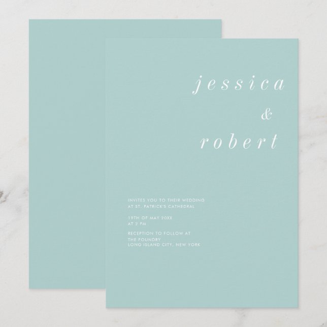 Simple Minimalist Airy Pastel Wedding Invitation (Front/Back)