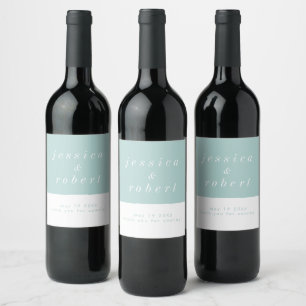 Simple Minimalist Airy Pastel Wedding Wine Label