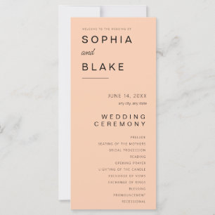 Simple Minimalist Apricot Wedding Program