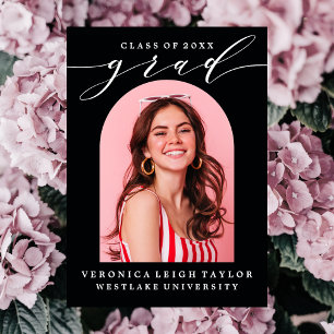 SIMPLE MINIMALIST ARCH CALLIGRAPHY GRAD INVITATION