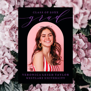 SIMPLE MINIMALIST ARCH CALLIGRAPHY GRAD INVITATION