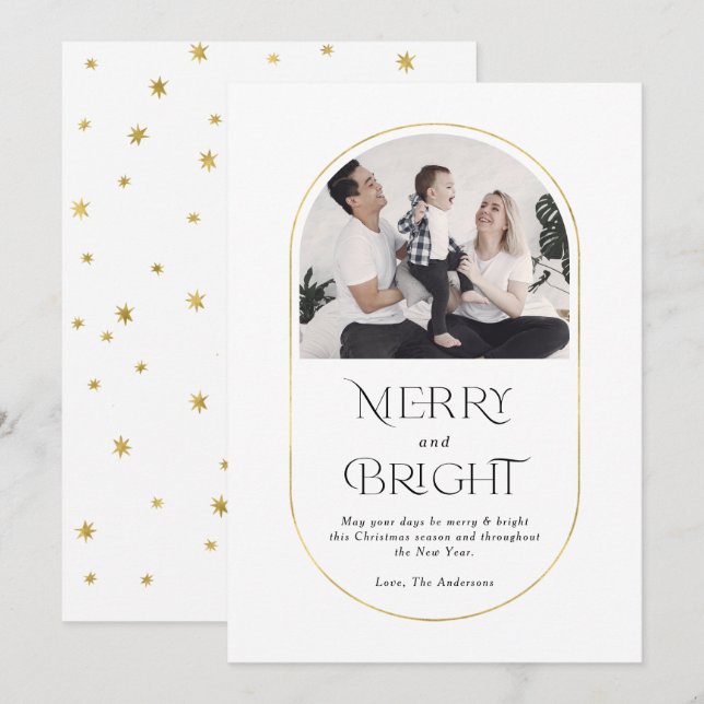 Simple Minimalist Arch Modern Christmas family  Holiday Card (Front/Back)