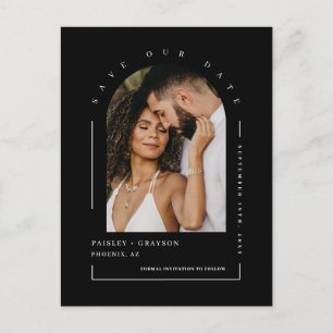 Simple Minimalist Arch Photo QR Code Save Our Date Postcard