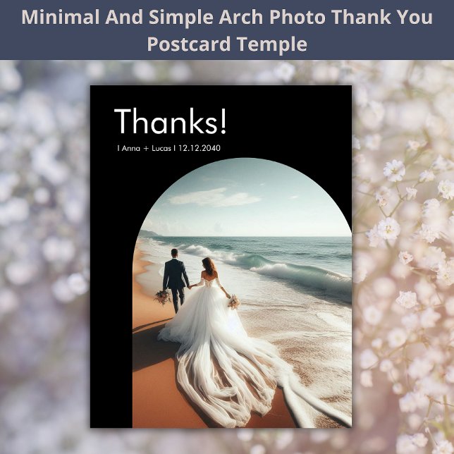 Simple Minimalist Arch Photos Black Thank You Card (Creator Uploaded)