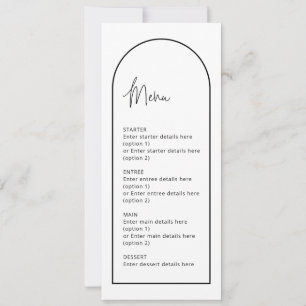 Simple Minimalist Arch Wedding Menu Card