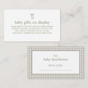Simple Minimalist Baby Shower Gift Display Shower Enclosure Card