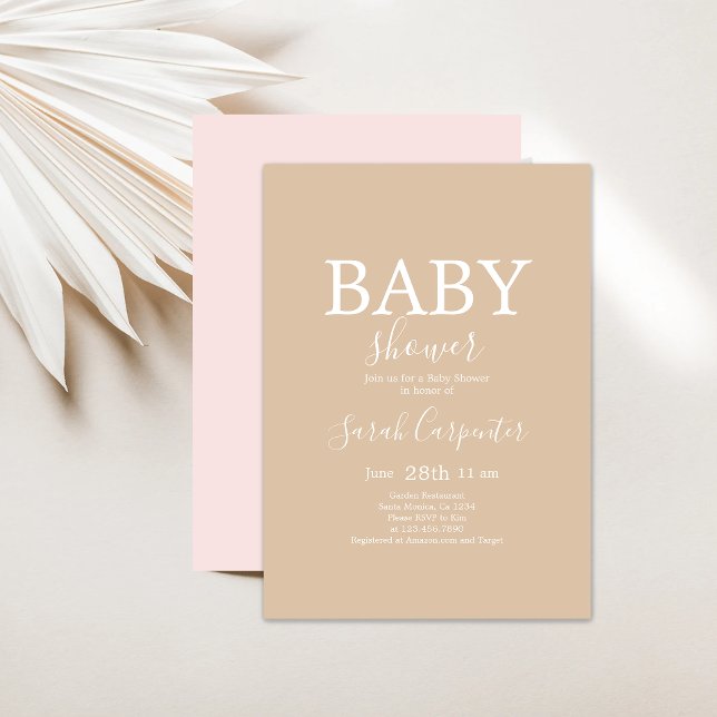 Simple Minimalist Baby Shower Girl Invitation (Creator Uploaded)