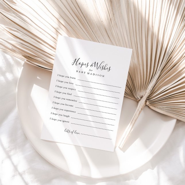 Simple Minimalist Baby Shower Hopes & Wishes Card (Creator Uploaded)