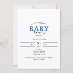 Simple Minimalist Baby Shower Invitation