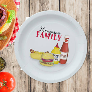 Simple Minimalist Barbeque Grilling Picnic Gingam Paper Plate