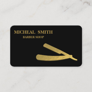 Simple Minimalist Barber Razor Logo Business Card