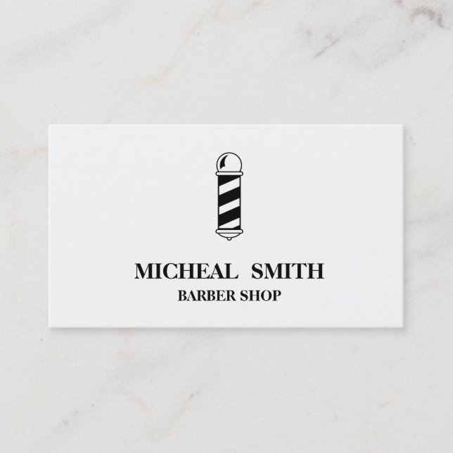 Simple Minimalist Barber Shop Business Card (Front)