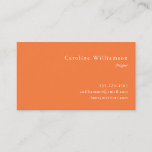 Simple Minimalist Basic Orange Professional  Business Card