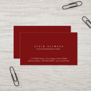 Simple Minimalist Basic Professional Red Business Card