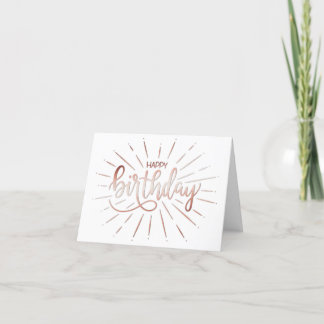 Simple Minimalist Beautiful Birthday Rose Gold Ray Card