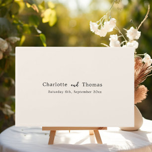 Simple minimalist beige classic wedding  guest book
