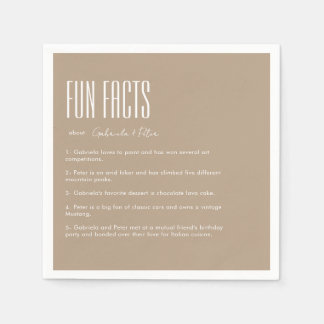 Simple Minimalist Beige Fun Facts Wedding Napkin