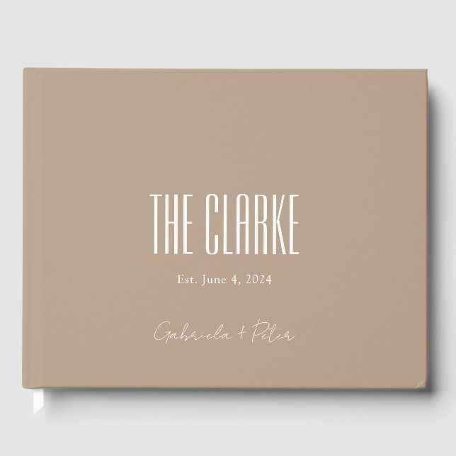 Simple Minimalist Beige Modern Wedding Guest Book (Front)