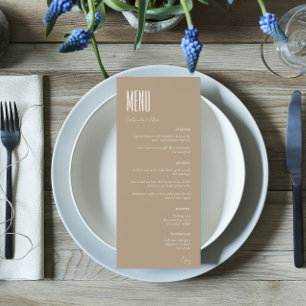 Simple Minimalist Beige Modern Wedding Menu