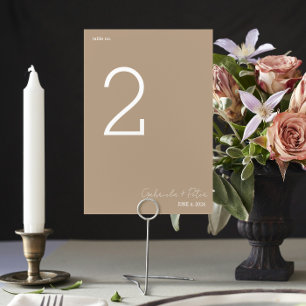 Simple Minimalist Beige Modern Wedding Table Number