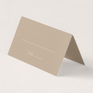 Simple Minimalist Beige Wedding Place Card
