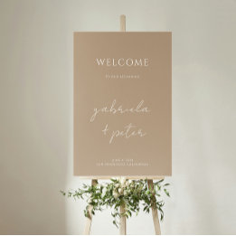 Simple Minimalist Beige Wedding Welcome