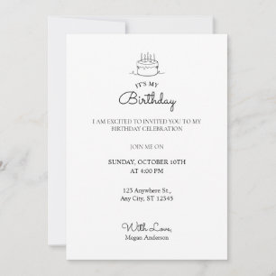 Simple minimalist birthday  invitation
