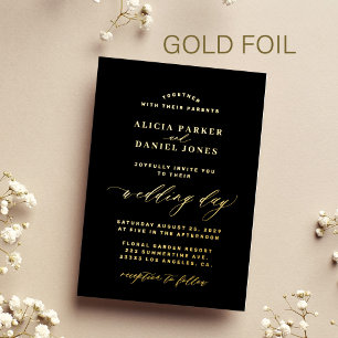 Simple minimalist black and gold elegant wedding