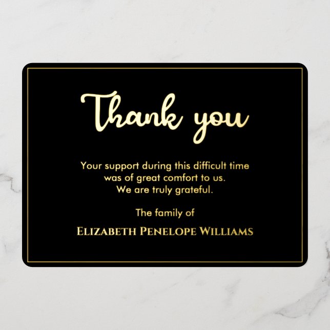 Simple Minimalist Black And Gold Memorial Funeral (Front)