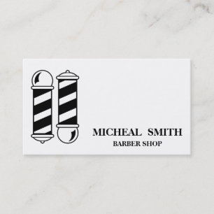 Simple Minimalist Black and White Barber Shop Busi Business Card