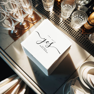 Simple Minimalist Black and White Bridal Shower Napkin