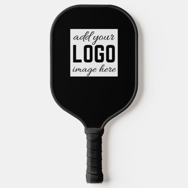 Simple Minimalist Black And White Custom Logo Pickleball Paddle (Front)