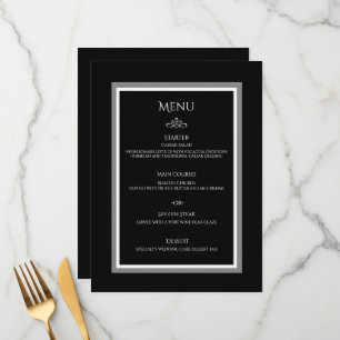 Simple minimalist black and white elegant wedding  menu